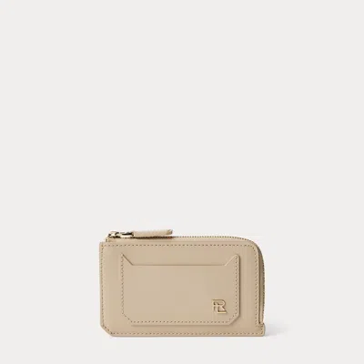 Collection Rl Box Calfskin Zip Card Case In Metallic