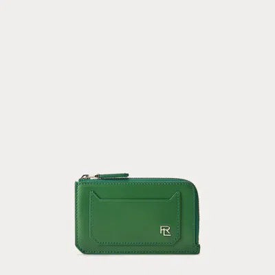 Collection Rl Box Calfskin Zip Card Case In Green
