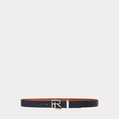 Collection Rl Box Leather Belt In Blue