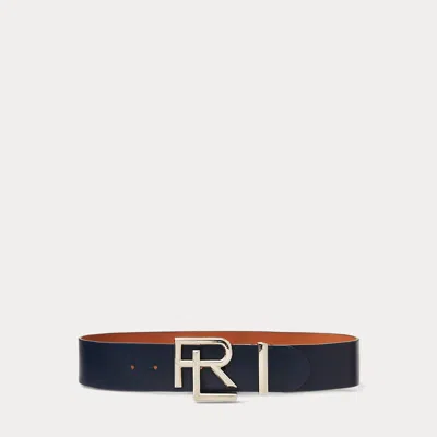 Collection Rl Box Leather Wide Belt In Black