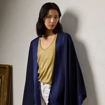 Collection Rl Silk-cashmere Jacquard Ruana In Blue