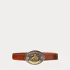 Collection Rodeo-buckle Vachetta Leather Wide Belt In Neutral