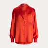 Collection Roslin Washed Stretch Charmeuse Shirt In Red