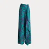 Collection Schmitt Paisley Silk Habotai Trouser In Green