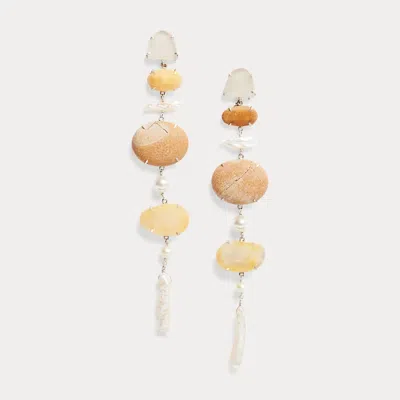 Collection Seaglass & Beach Stone 6-drop Earrings In Gold