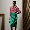 Collection Short Danyelle Washed Charmeuse Skirt In Green