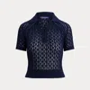 Collection Silk Boucle Short-sleeve Polo Jumper In Blue