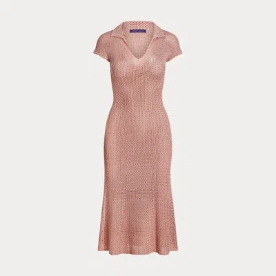 Collection Silk Crochet Cap-sleeve Polo Day Dress In Pink