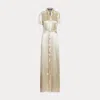 Collection Symon Hammered Satin Evening Dress In Neutral