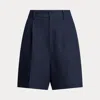 Collection Tracy Pleated Linen Short In Blue