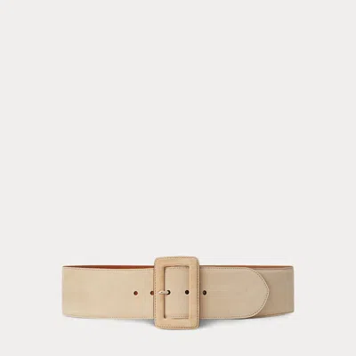 Collection Trench-buckle Calf-suede Belt In Neutral
