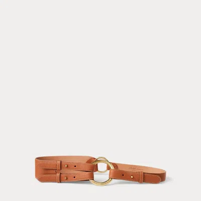 Collection Tri-strap O-ring Pebbled Calfskin Belt In Brown
