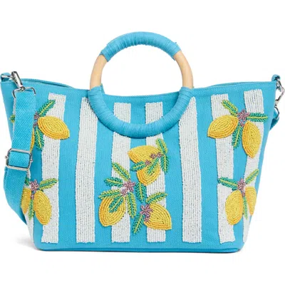 Collection Xiix Beaded Canvas Tote Bag In Blue