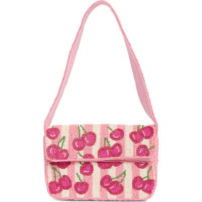 Collection Xiix Beaded Cherries Baguette Shoulder Bag In Pink