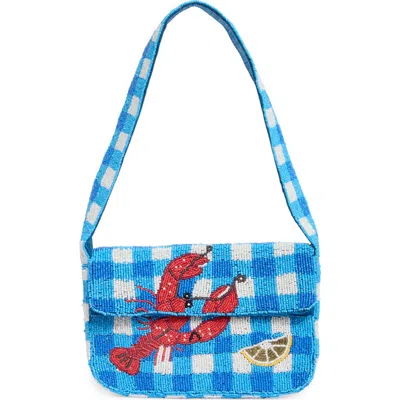 Collection Xiix Beaded Gingham Lobster Baguette Shoulder Bag In Multi