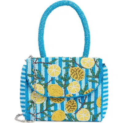 Collection Xiix Beaded Lemon Top Handle Bag In Blue