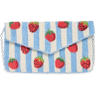 Collection Xiix Beaded Strawberry Envelope Clutch In Blue