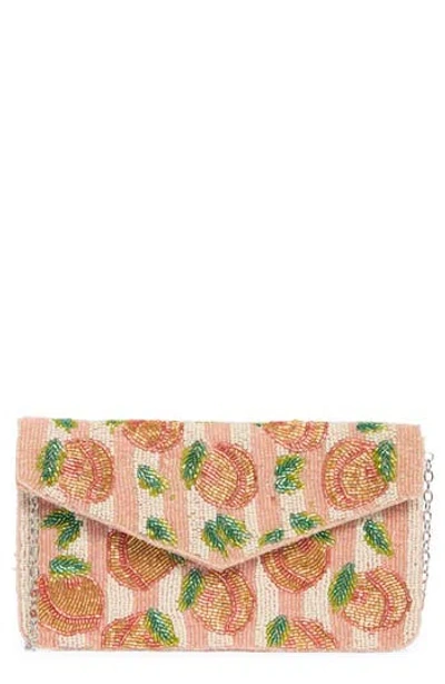 Collection Xiix Beaded Stripe Peach Flap Clutch In Multi
