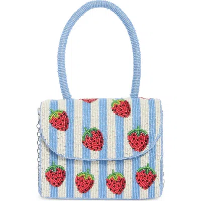 Collection Xiix Beaded Striped Strawberry Top Handle Bag In Blue