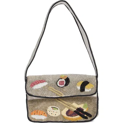 Collection Xiix Beaded Sushi Baguette Shoulder Bag In Gray
