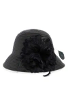 Collection Xiix Braid Feather Bow Cloche In Black