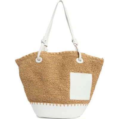 Collection Xiix Curved Straw Tote Bag In White
