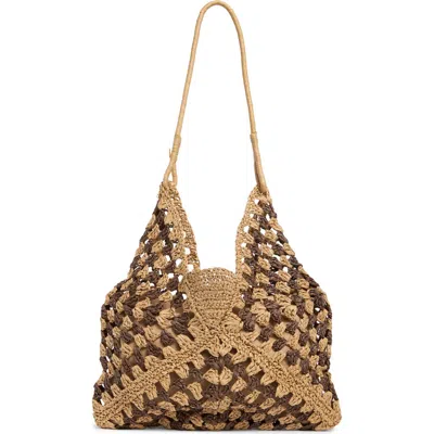 Collection Xiix Diamond Stripe Straw Tote In Brown