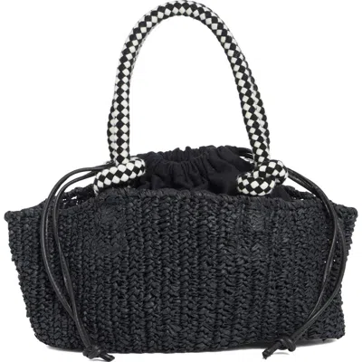 Collection Xiix Drawstring Bag Straw Tote In Black