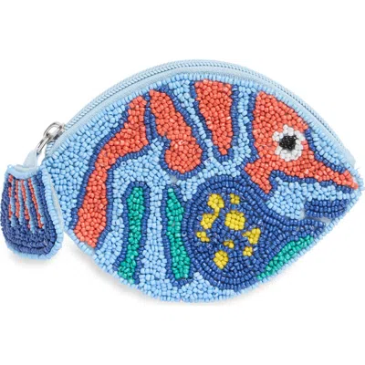 Collection Xiix Fish Beaded Zip Pouch In Blue Multi