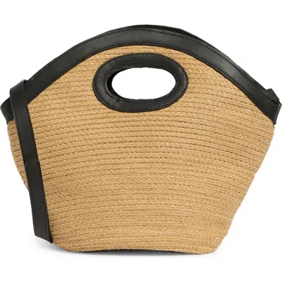 Collection Xiix Flared Cutout Handle Straw Bag In Black