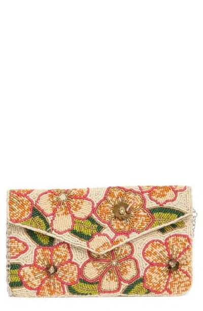 Collection Xiix Floral Beaded Envelope Clutch In White