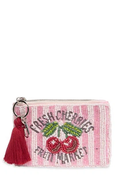 Collection Xiix Fresh Cherries Beaded Zip Pouch In Pink