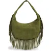 Collection Xiix Fringe Hobo Bag In Green