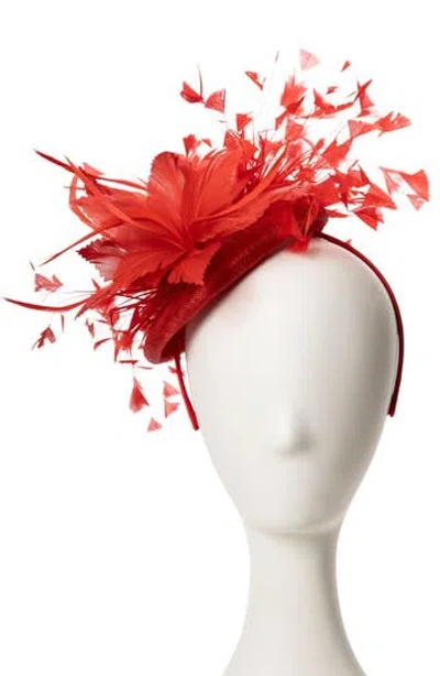 Collection Xiix Large Feather Fascinator In Red