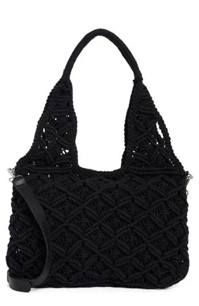 Collection Xiix Large Macramé Tote Bag In Black