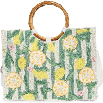 Collection Xiix Lemon Beaded Ring Handle Tote Bag In Yellow