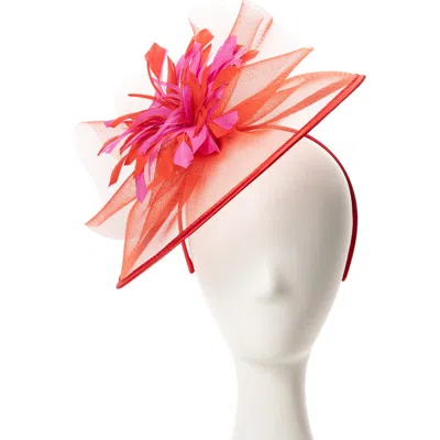 Collection Xiix Net & Feather Fascinator In Red