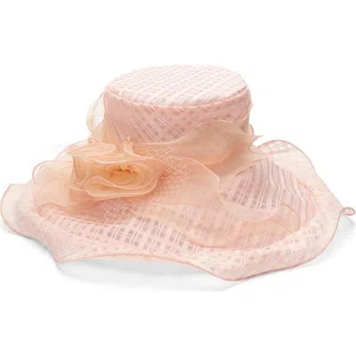 Collection Xiix Organza Rosette Wide Brim Hat In Pink
