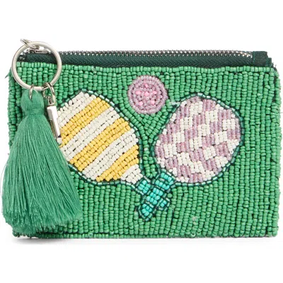 Collection Xiix Pickle Ball Beaded Coin Pouch In Green