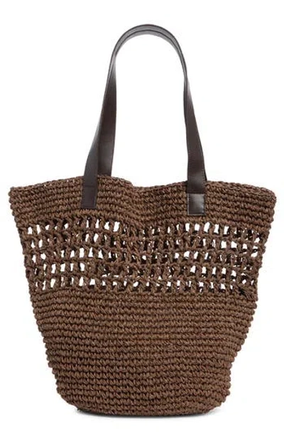 Collection Xiix Raffia Market Tote In Brown