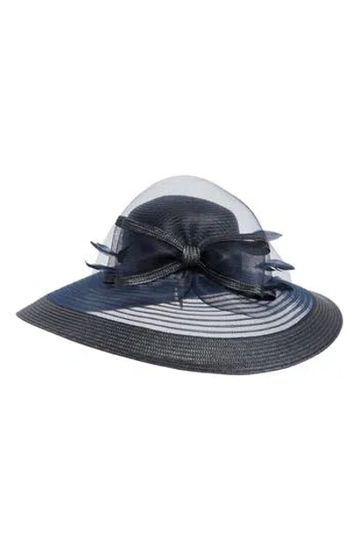 Collection Xiix Sheer Bow Wide Brim Hat In Blue