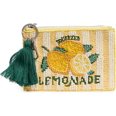 Collection Xiix Squeezed Lemonade Beaded Coin Pouch In Yellow