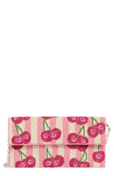 Collection Xiix Stripe Cherry Beaded Clutch In Multi