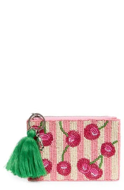 Collection Xiix Stripe Cherry Beaded Coin Pouch In Multi