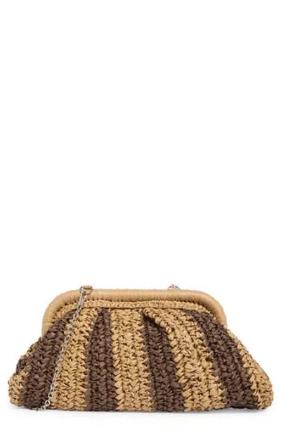 Collection Xiix Stripe Raffia Clutch In Brown