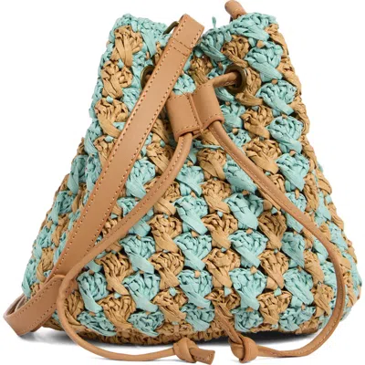 Collection Xiix Two-tone Crochet Drawstring Bucket Bag In Multi