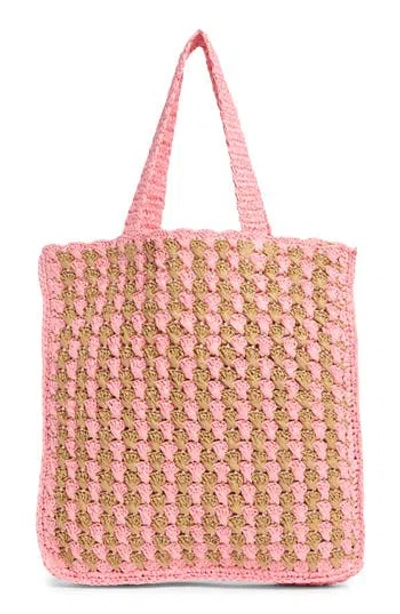 Collection Xiix Two-tone Crochet Tote Bag In Multi
