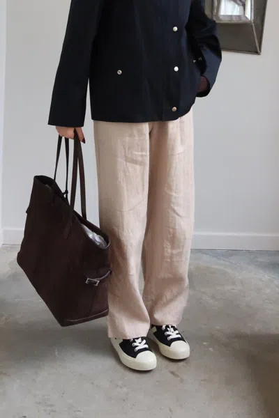 Collective Barrel Leg Linen Pant In Natural