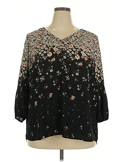 Pre-owned Collective Concepts 3/4 Sleeve Blouse In Black