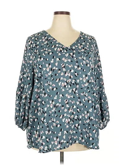 Pre-owned Collective Concepts 3/4 Sleeve Blouse In Blue